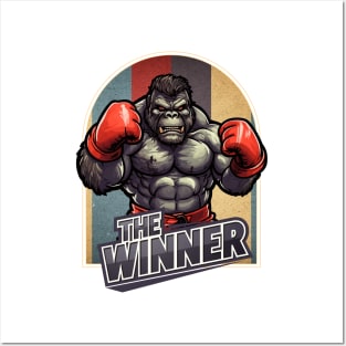 The winner, boxing gloves, gorilla, The Victorious Gorilla, boxing lovers Posters and Art